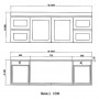 Mia 1500 Matte White Wall Hung Vanities Double Bowl Cabinet Only